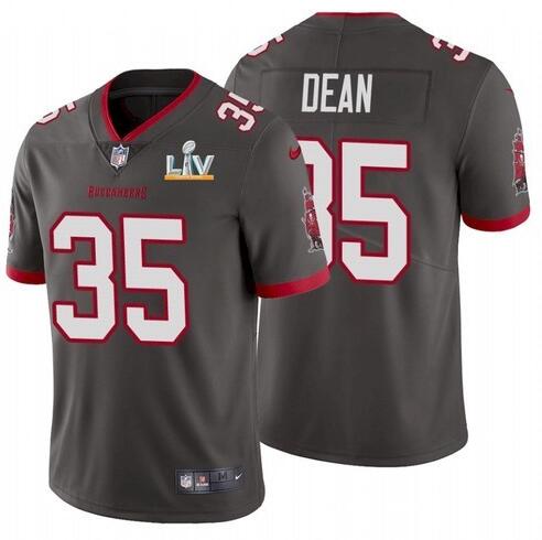 Super Bowl LV 2021 Men Nike Tampa Bay Buccaneers #35 Jamel Dean Gray Vapor Untouchable Limited Jersey->tampa bay buccaneers->NFL Jersey